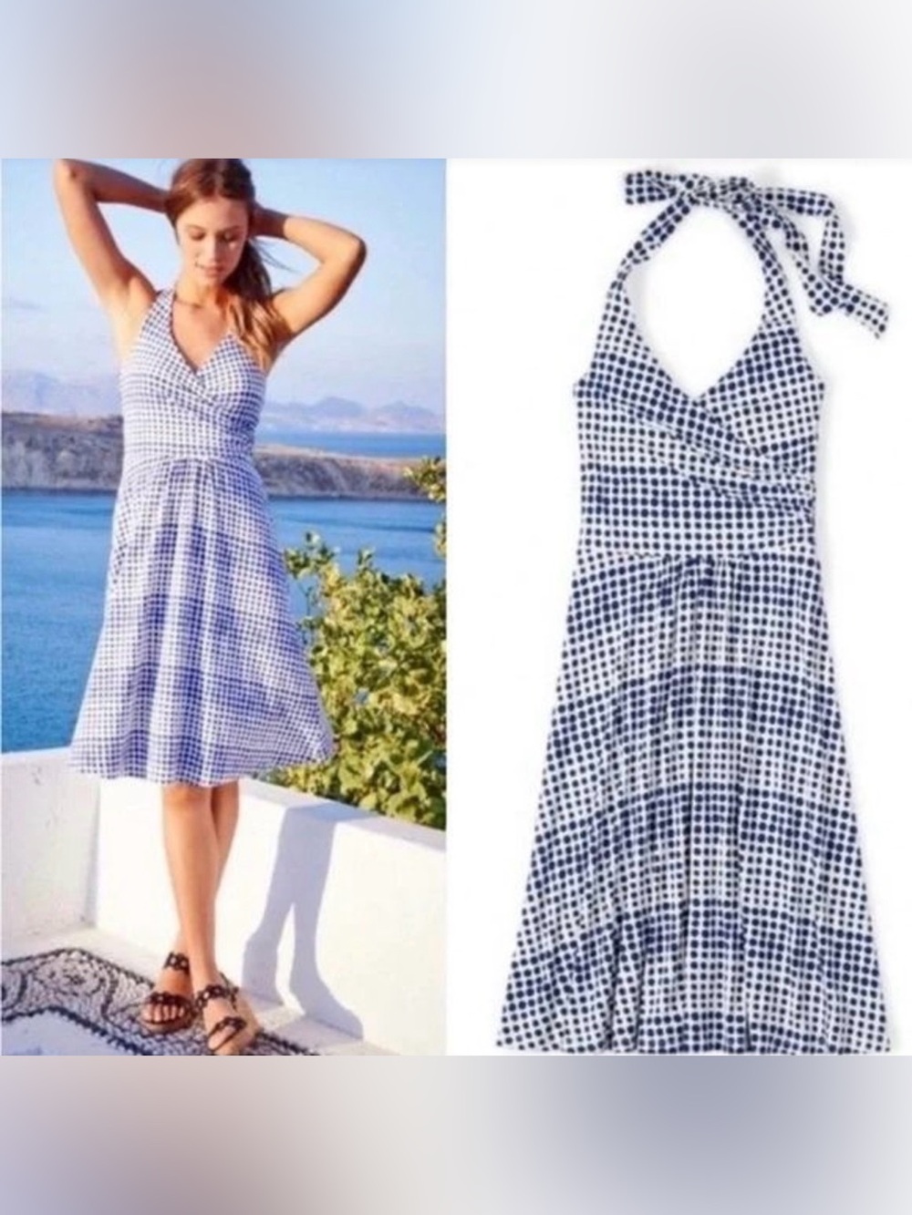 Boden St. Lucia Blye White Polka Dot Halter Dress Size 4 - Picture 1 of 4